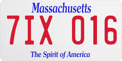 MA license plate 7IX016