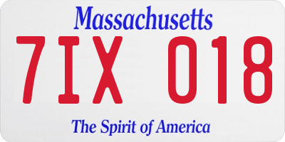 MA license plate 7IX018
