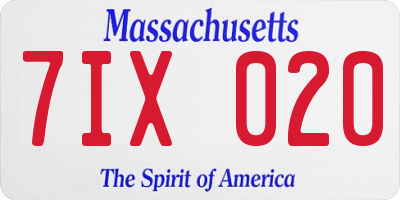 MA license plate 7IX020