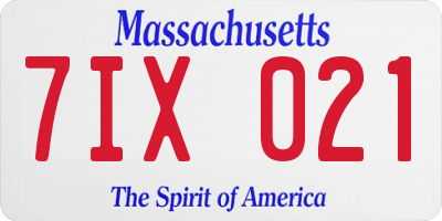MA license plate 7IX021