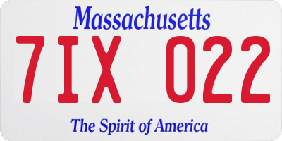 MA license plate 7IX022