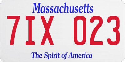 MA license plate 7IX023