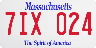 MA license plate 7IX024