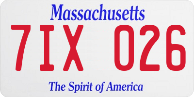 MA license plate 7IX026