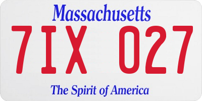 MA license plate 7IX027