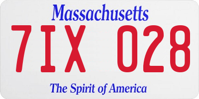 MA license plate 7IX028