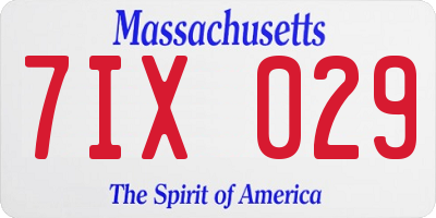 MA license plate 7IX029