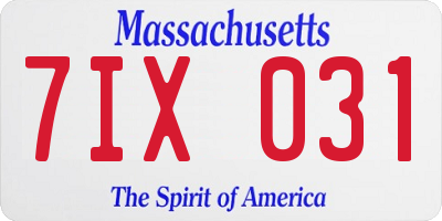MA license plate 7IX031