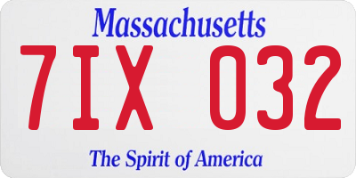 MA license plate 7IX032