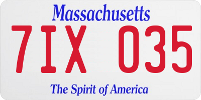 MA license plate 7IX035