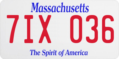 MA license plate 7IX036