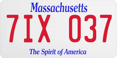 MA license plate 7IX037