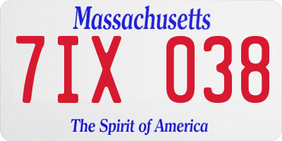 MA license plate 7IX038