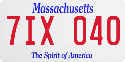 MA license plate 7IX040