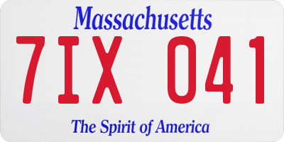 MA license plate 7IX041