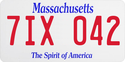 MA license plate 7IX042