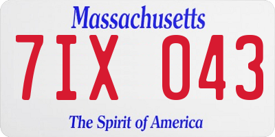 MA license plate 7IX043