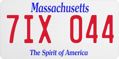 MA license plate 7IX044