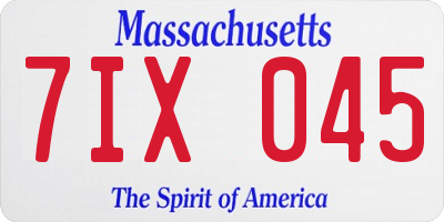 MA license plate 7IX045