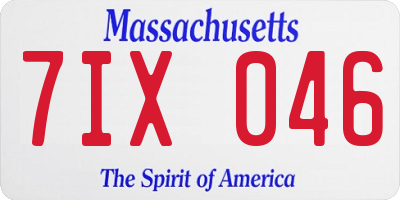 MA license plate 7IX046