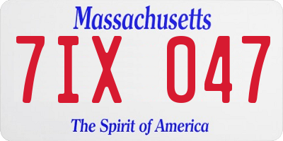 MA license plate 7IX047