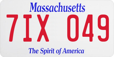 MA license plate 7IX049