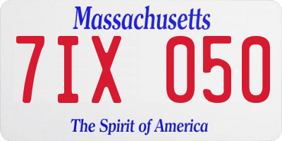 MA license plate 7IX050