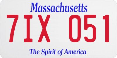 MA license plate 7IX051