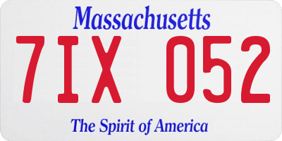 MA license plate 7IX052