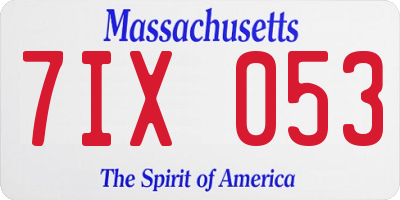 MA license plate 7IX053