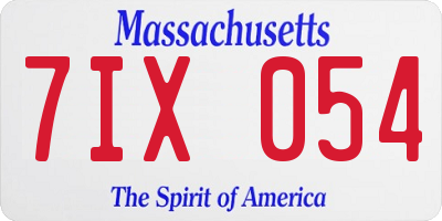 MA license plate 7IX054