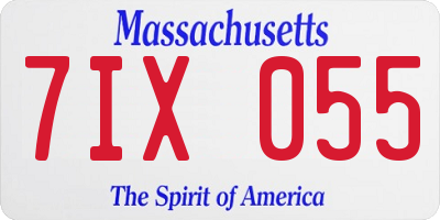 MA license plate 7IX055