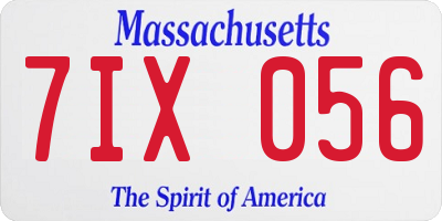 MA license plate 7IX056