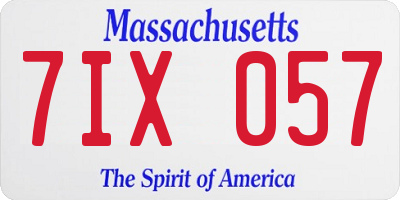 MA license plate 7IX057