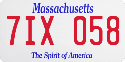 MA license plate 7IX058