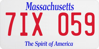 MA license plate 7IX059
