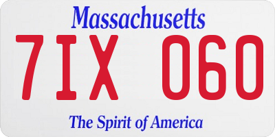 MA license plate 7IX060