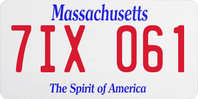 MA license plate 7IX061