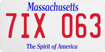 MA license plate 7IX063