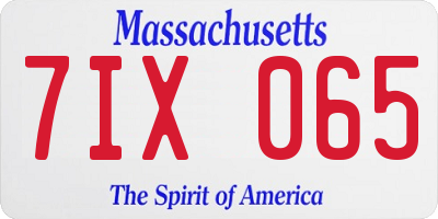 MA license plate 7IX065