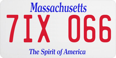 MA license plate 7IX066