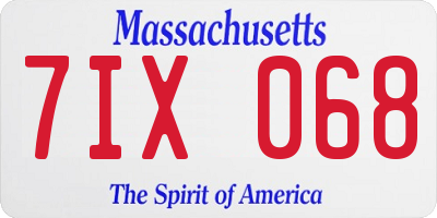 MA license plate 7IX068
