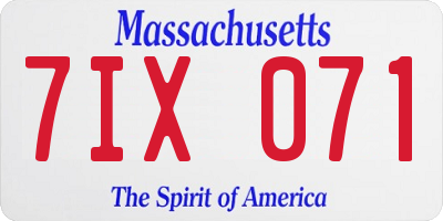 MA license plate 7IX071