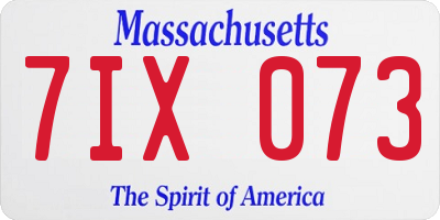 MA license plate 7IX073