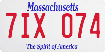 MA license plate 7IX074