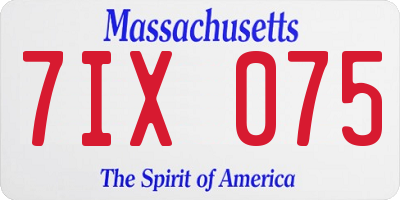 MA license plate 7IX075