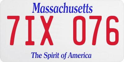 MA license plate 7IX076