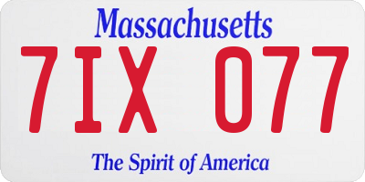 MA license plate 7IX077