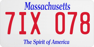 MA license plate 7IX078