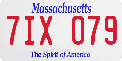 MA license plate 7IX079